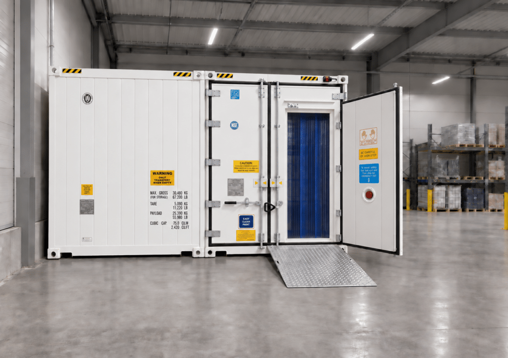 installation conteneur frigorifique en intérieur